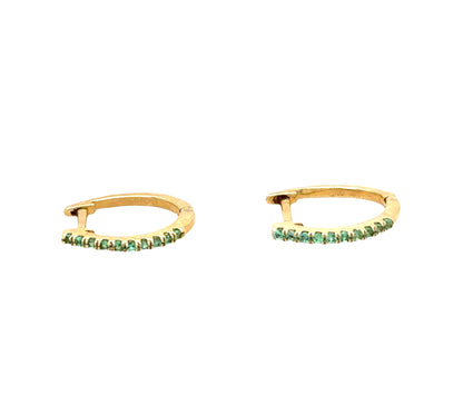 14k Emerald Small Hoops