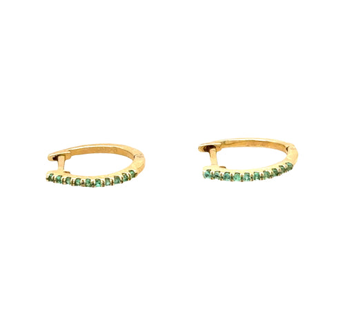 14k Emerald Small Hoops