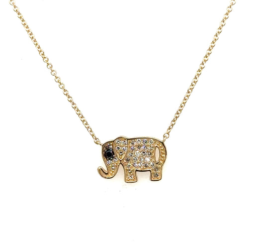 Pave Diamond Baby Elephant Pendant Necklace