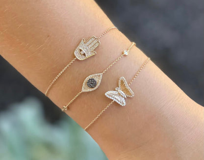 Anna 14k Gold and Diamond Butterfly Bracelet