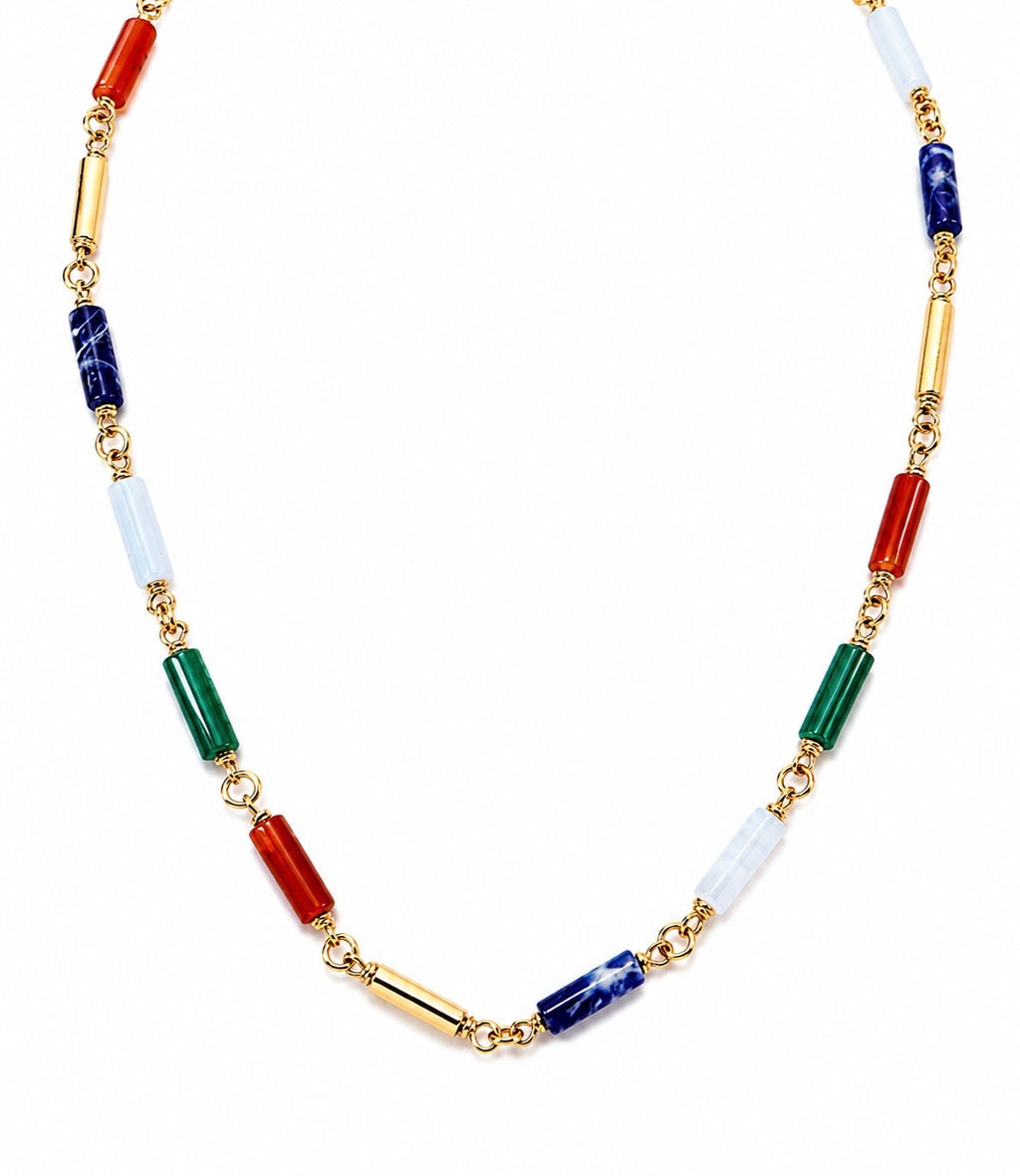 Vintage Italian Gemstone Necklace | 18k Gold | Circa 1980s