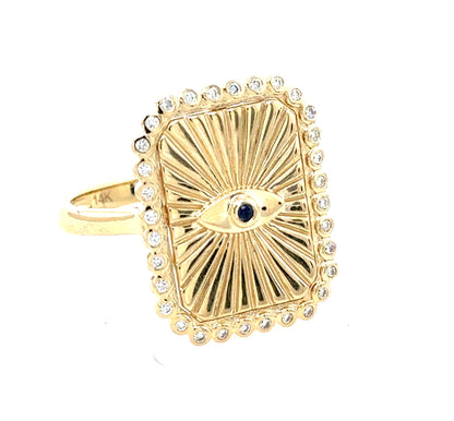 Fluted Evil Eye Ring