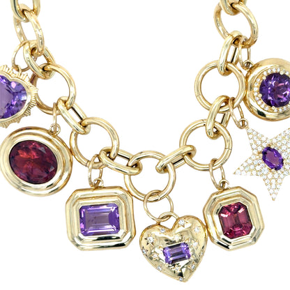 14k Yellow Gold Celestial Amethyst Heart