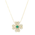 Nancy - Emerald & Diamond Four-Leaf Clover Necklace