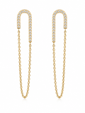 14K Diamond Chain U Drop Earrings