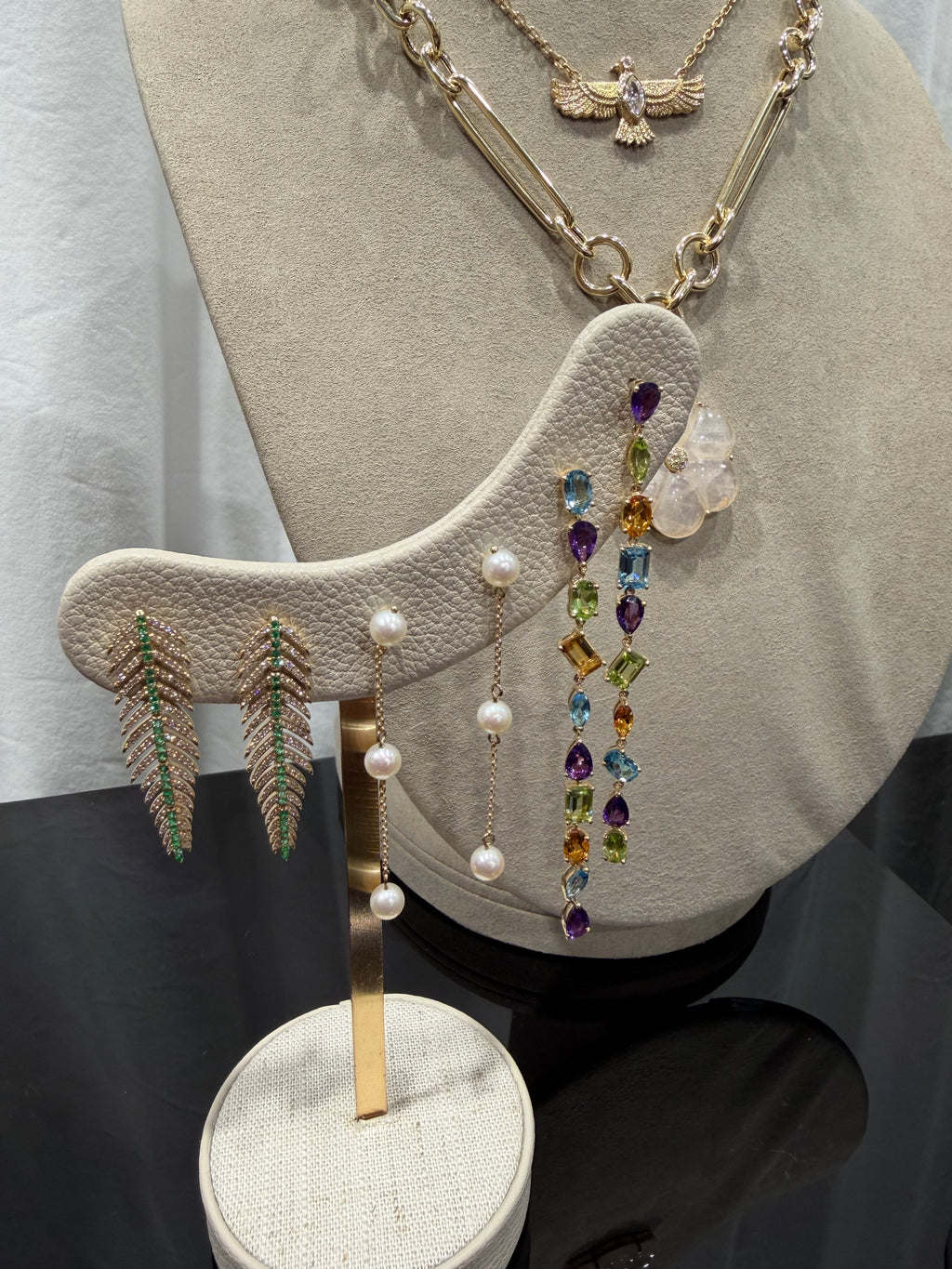 14k Confetti Gemstone Drop Earrings