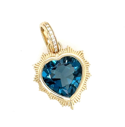 Fallon Topaz and Diamond Heart Pendant