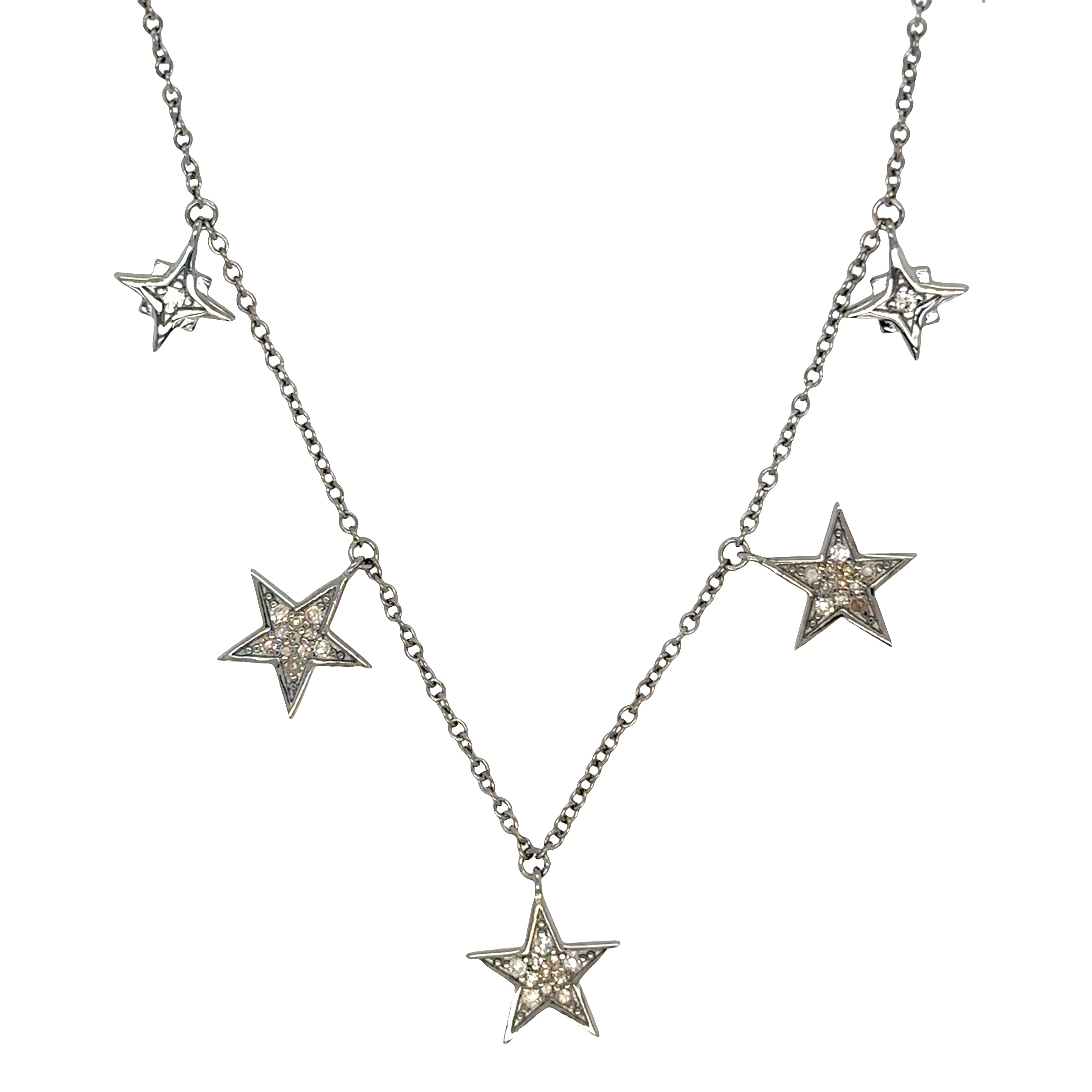 Sterling Silver Diamond Star Necklace