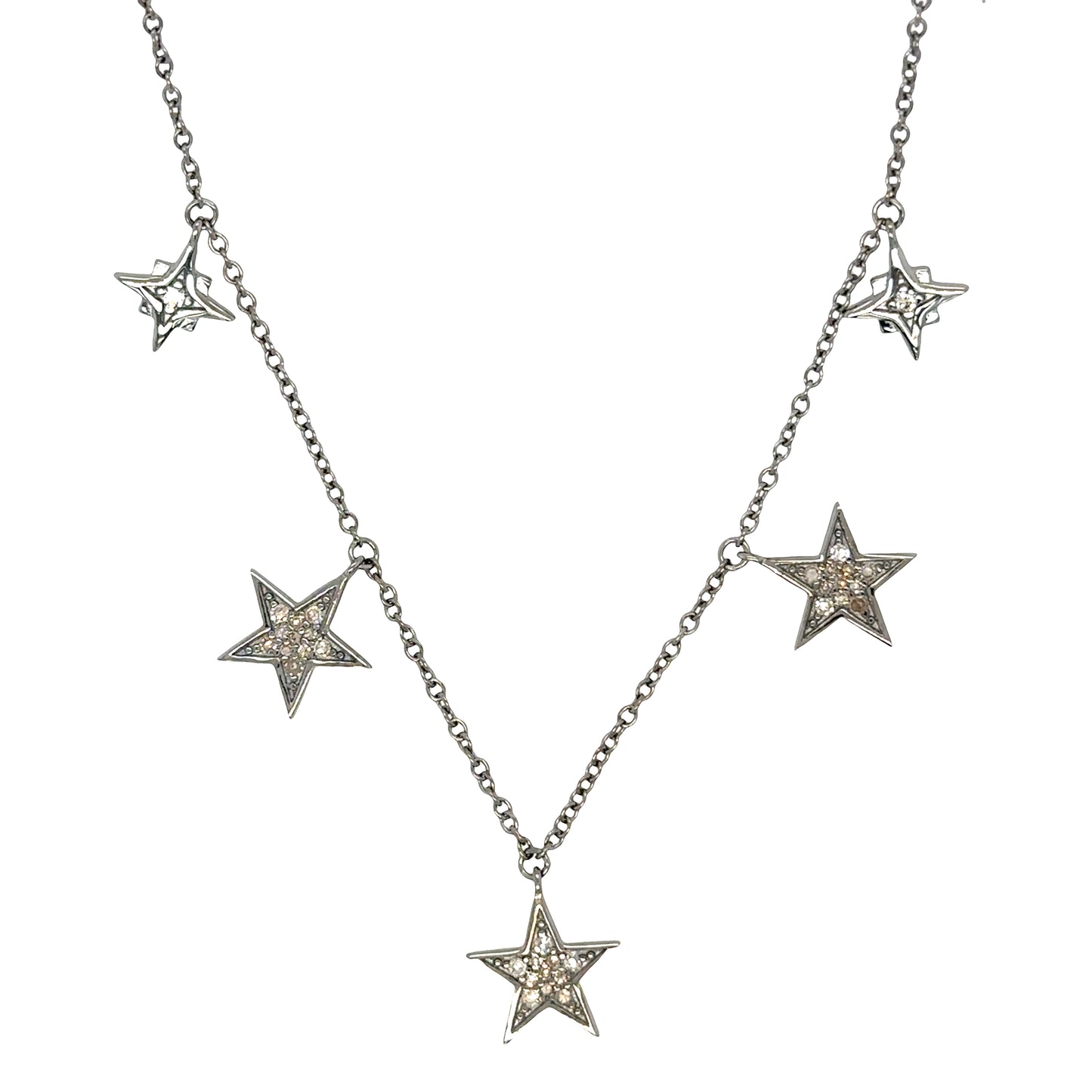 Sterling Silver Diamond Star Necklace