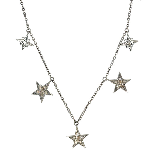 Sterling Silver Diamond Star Necklace