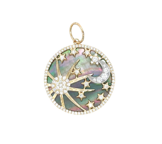 One-of-a-Kind Mother-of-Pearl Moon & Stars Pendant