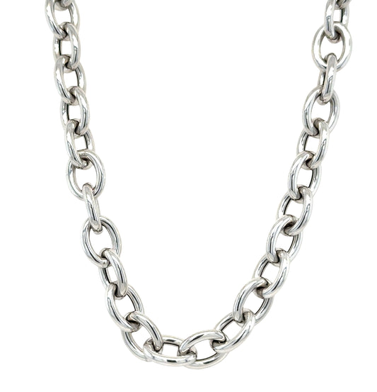 Classic 14k White Gold Oval Link Chain