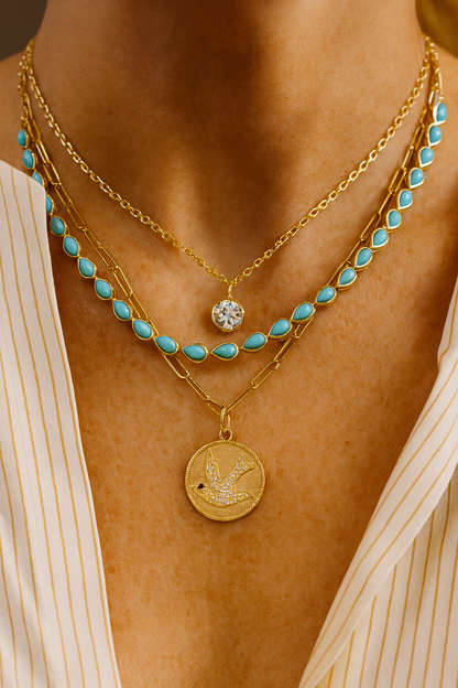 Cameo Turquoise Tennis Necklace