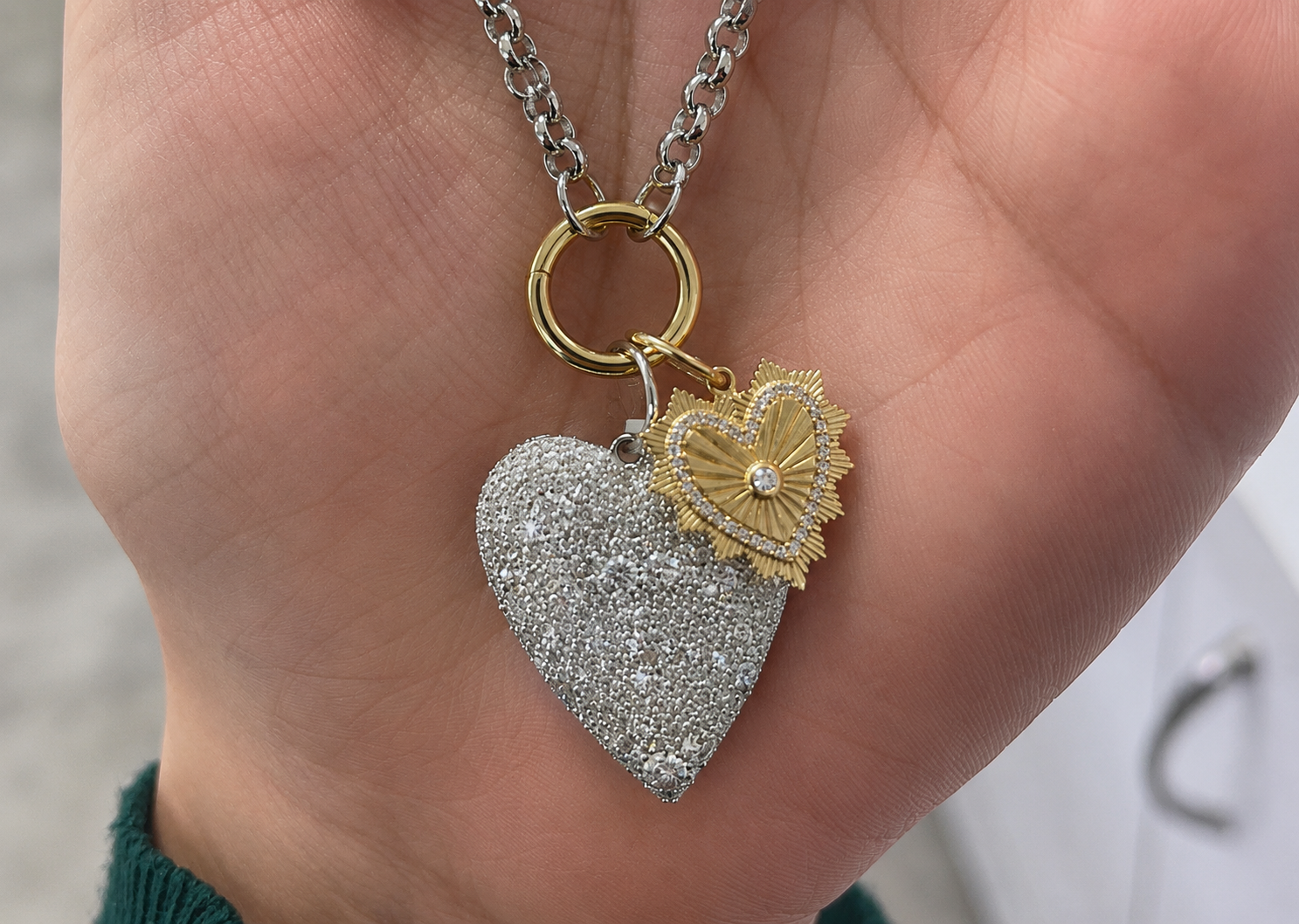 Custom 14K White Gold Nicole Diamond Heart Pendant