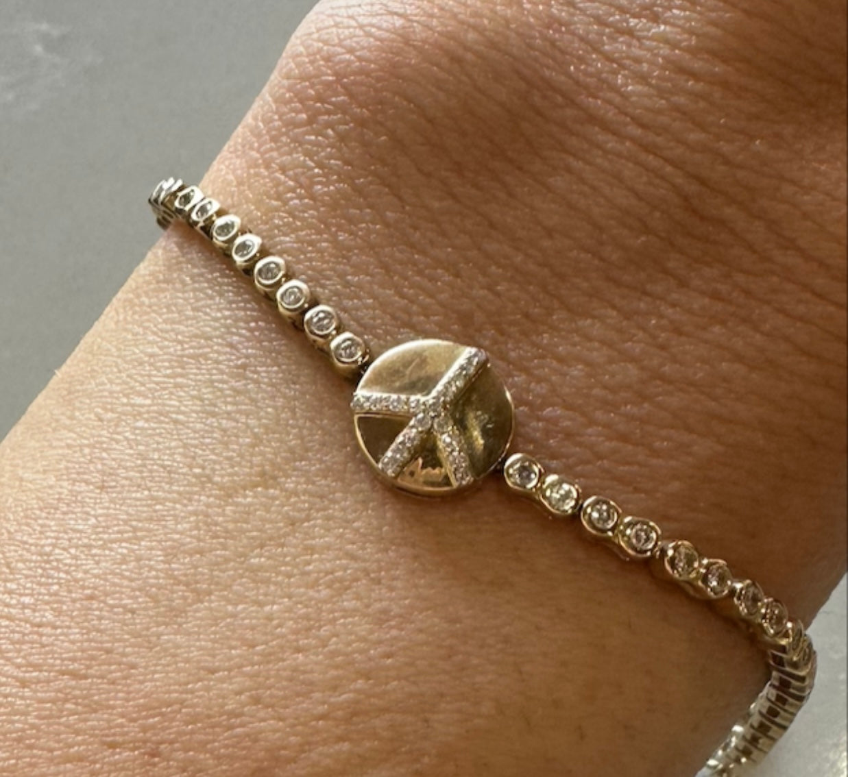 Peace Sign Tennis Bracelet