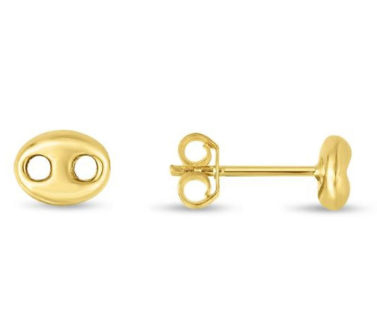 14k Gold Mariner Button Earrings