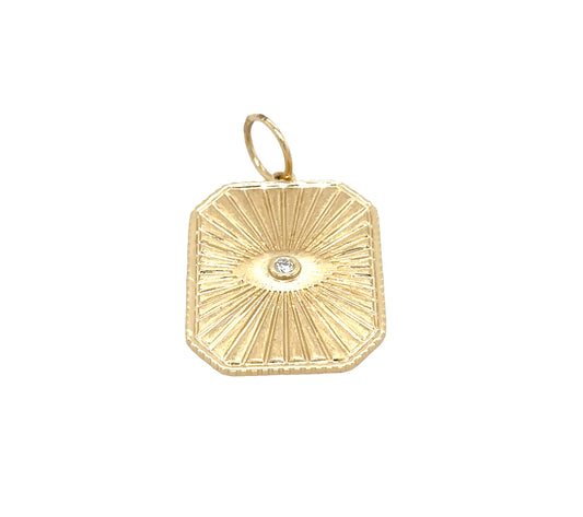 Fluted Evil Eye Pendant – 14K Yellow Gold