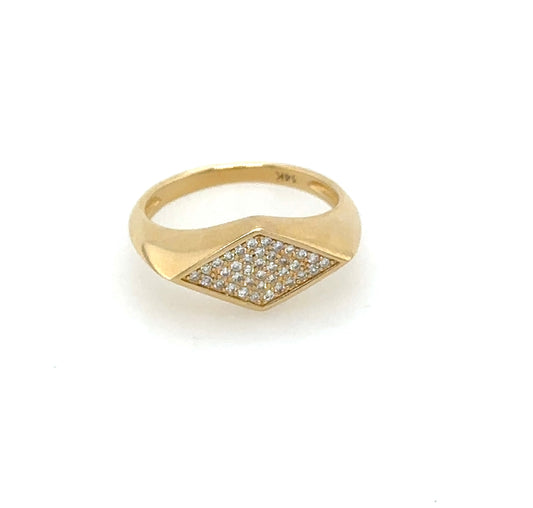 Pave East West Diamond Shape Ring