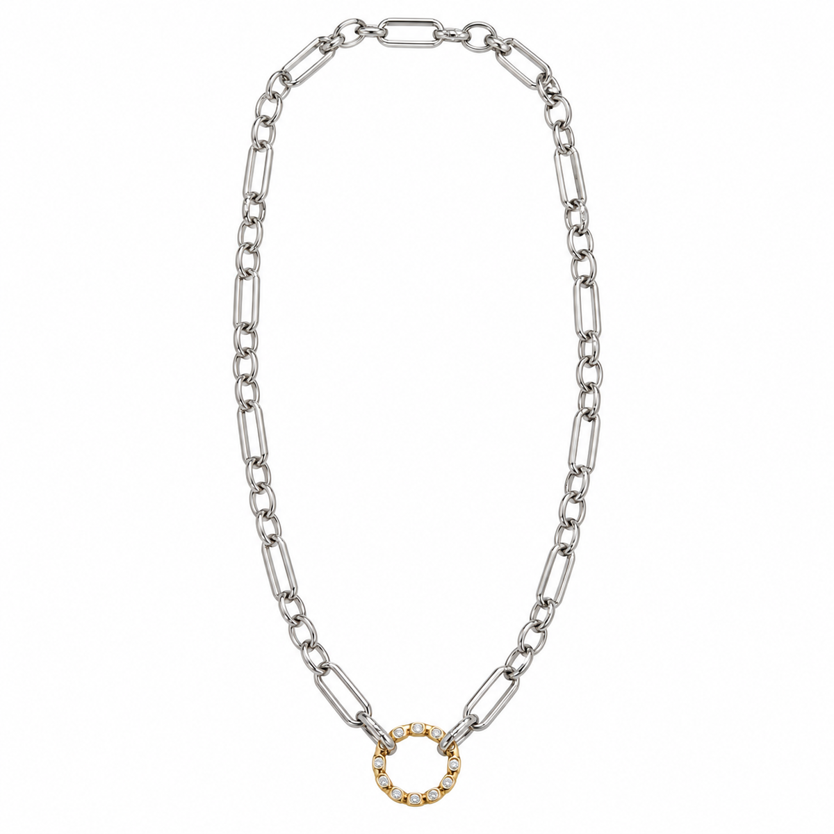 Mixed Metal Diamond Enhancer Link Necklace
