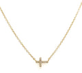Baby Diamond Side Cross Necklace