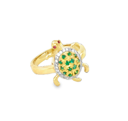 Kayley Diamond & Rhodolite Turtle Ring