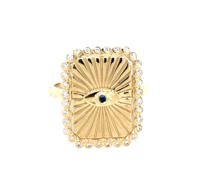 Fluted Evil Eye Ring