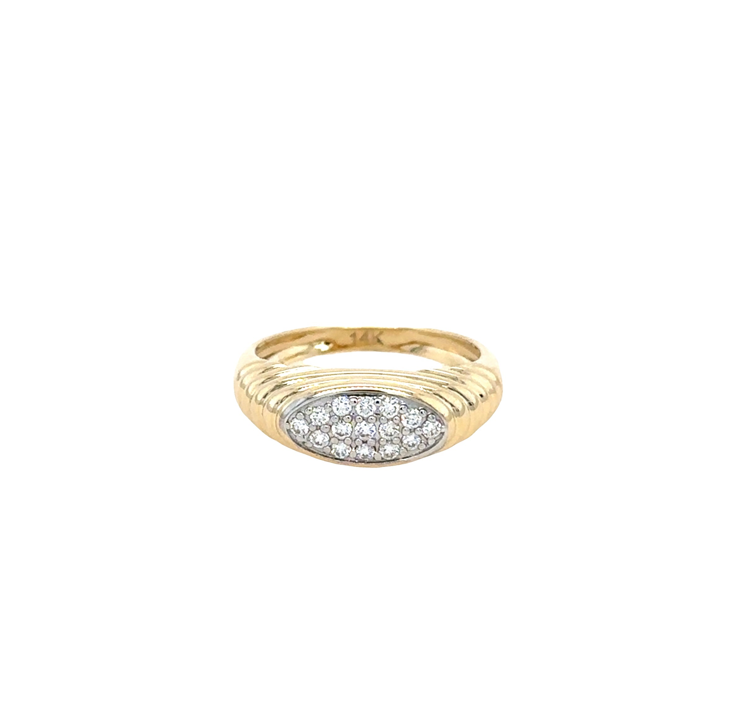 Diamond Fluted Pinky Ring – 14K Yellow Gold