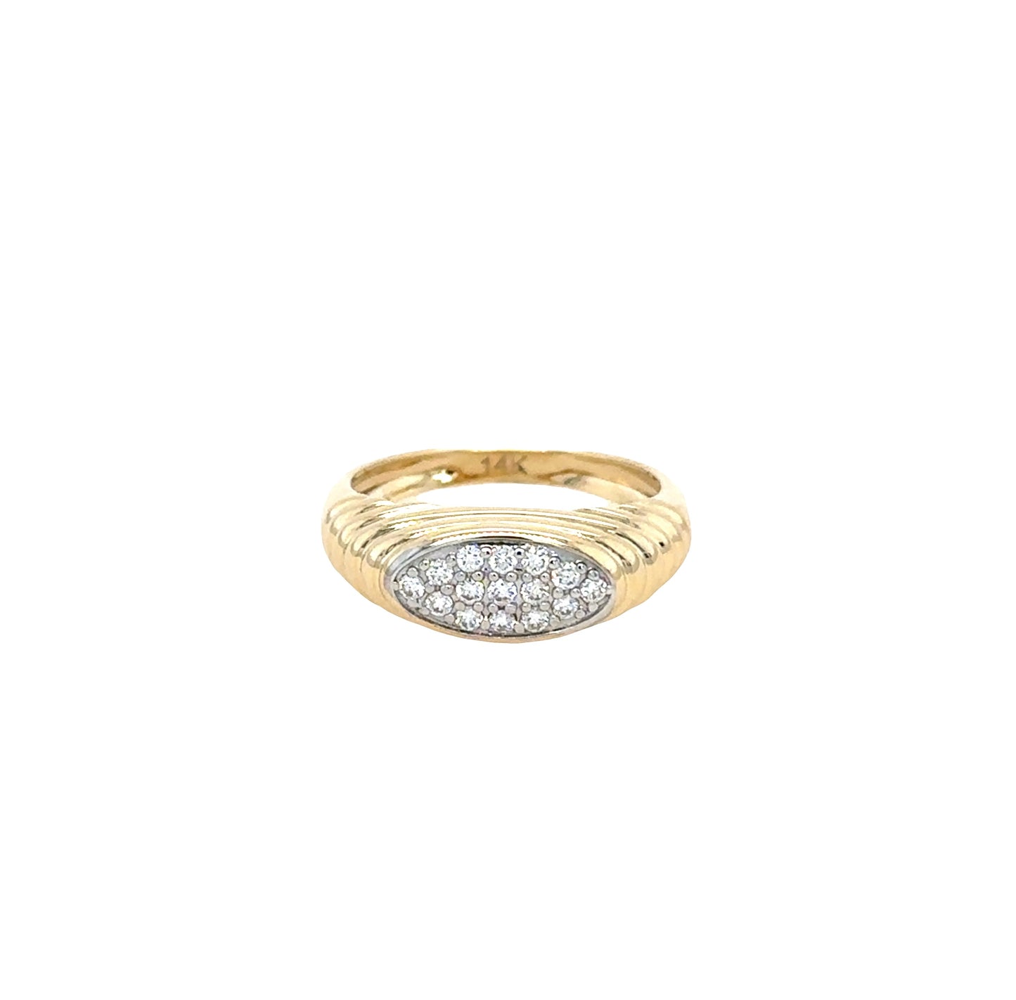 Diamond Fluted Pinky Ring – 14K Yellow Gold