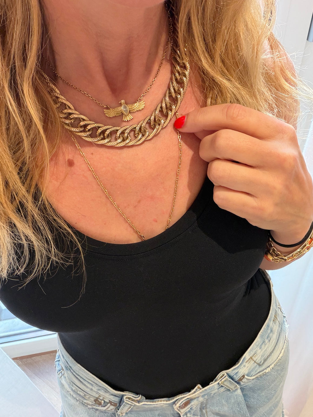 Vintage 1970’s Textured Brass Chain Necklace