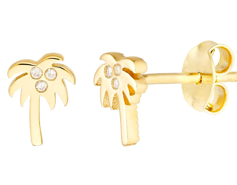 Diamond Palm Tree Stud Earrings