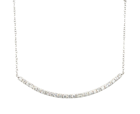 14k White Gold Diamond Bar Necklace