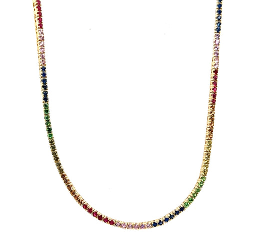 Rainbow Baby Sapphire Tennis Necklace