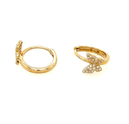 Pave Diamond Baby Butterfly Huggie Hoop Earrings