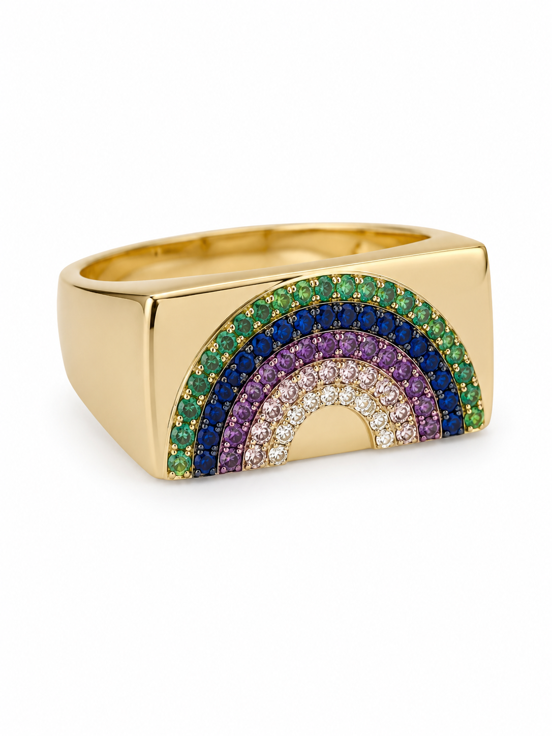 14k Rainbow Signet Ring