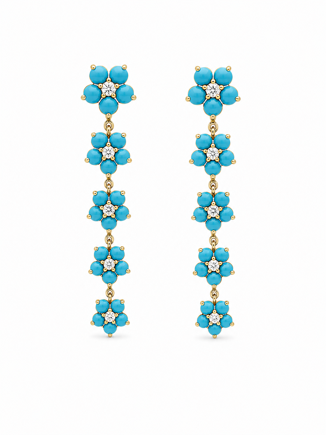 Turquoise & Diamond Forget Me Not Earrings