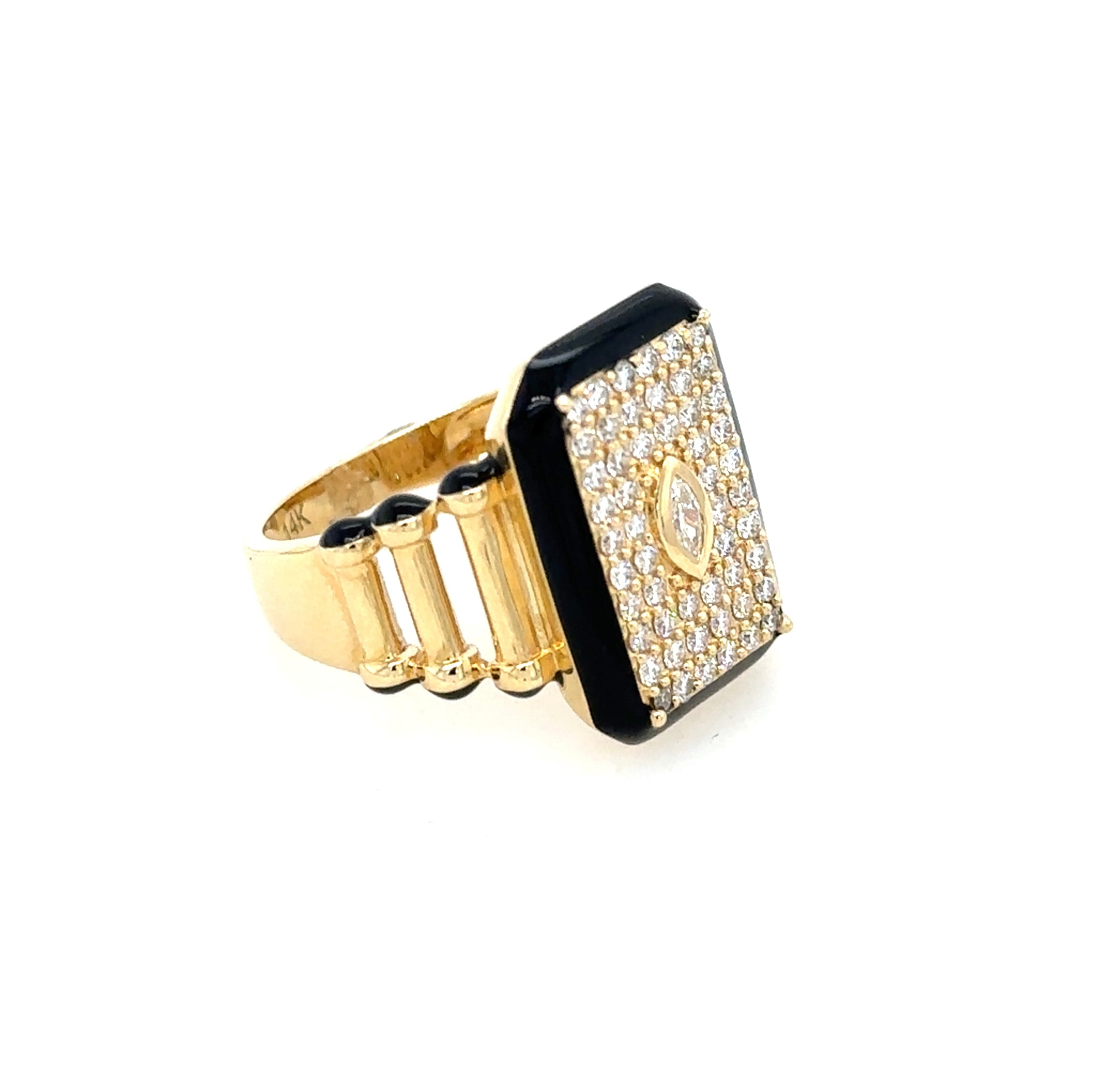 Vintage Inspired Black Enamel & Diamond Ring