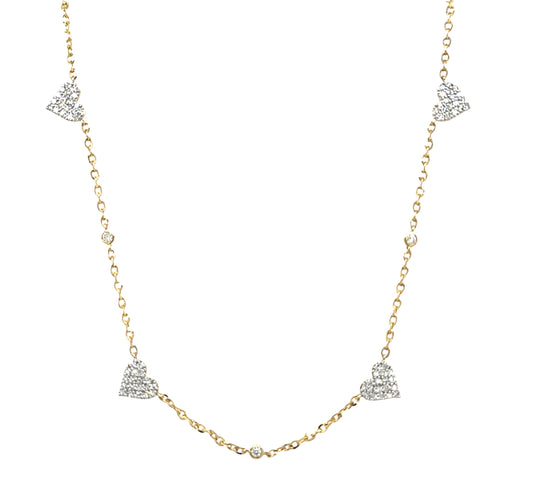 Four Diamond Hearts Necklace