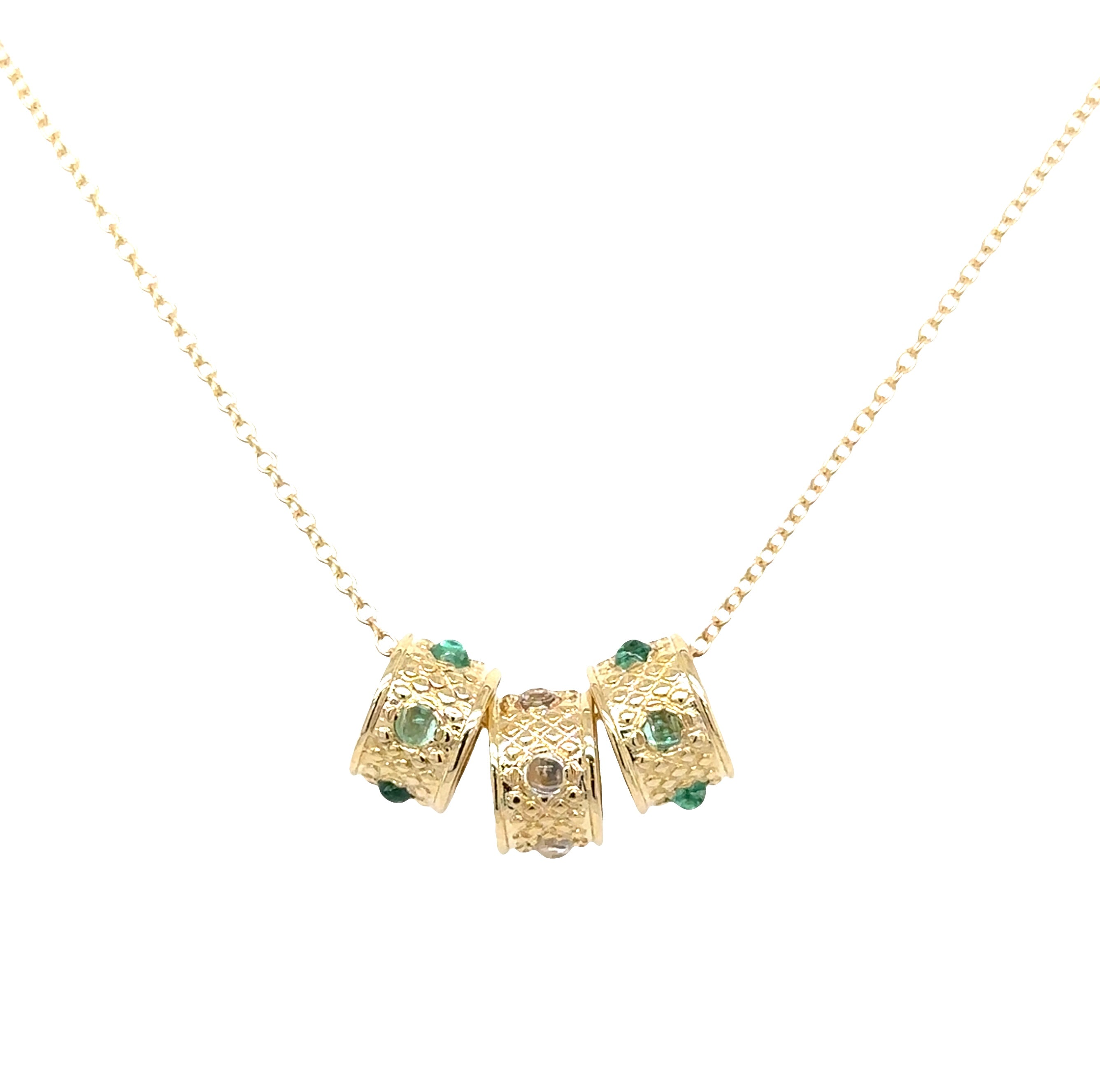 Emerald & White Topaz Roundel Necklace