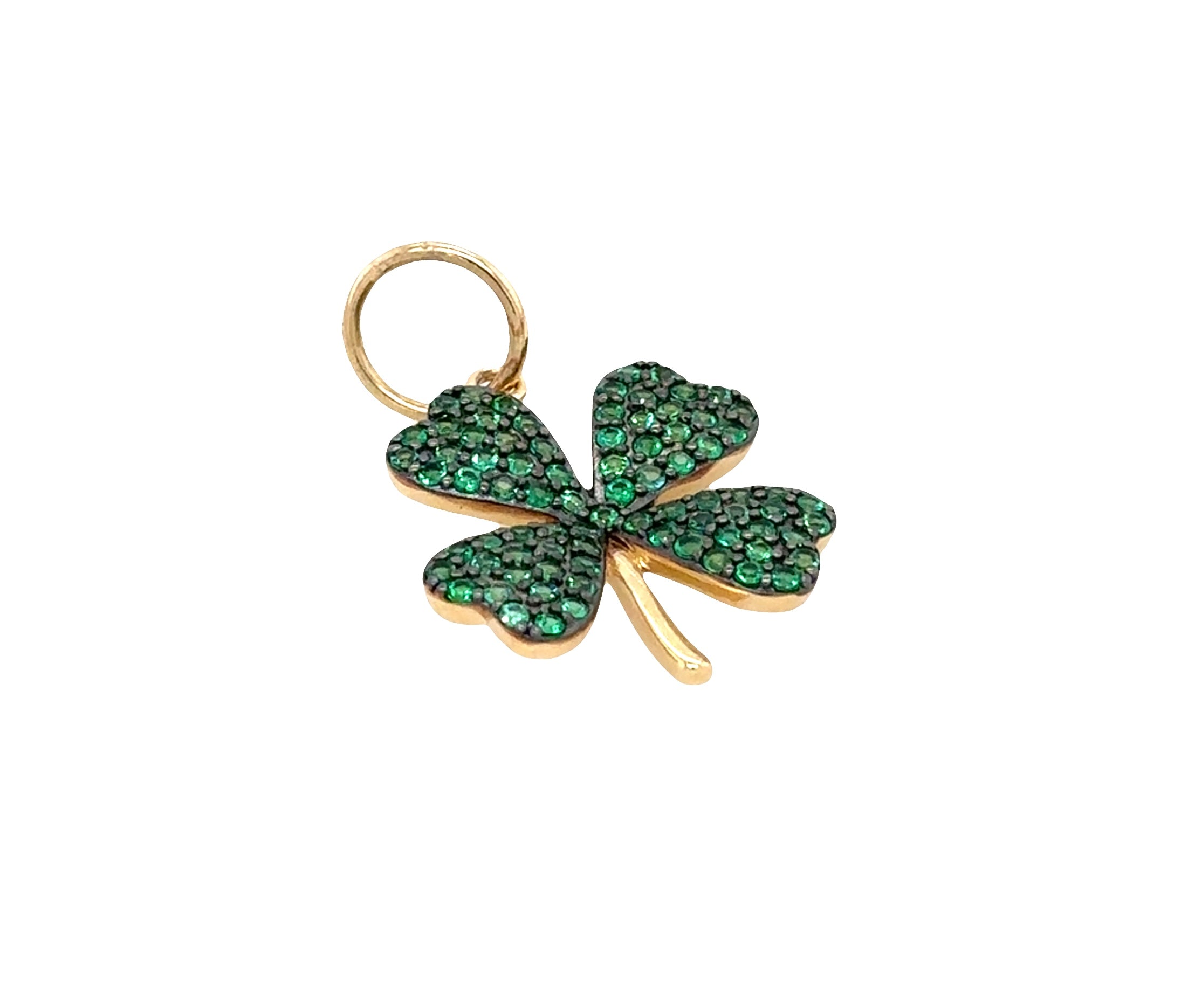 Emerald Four-Leaf Clover Pendant– 14K Yellow Gold