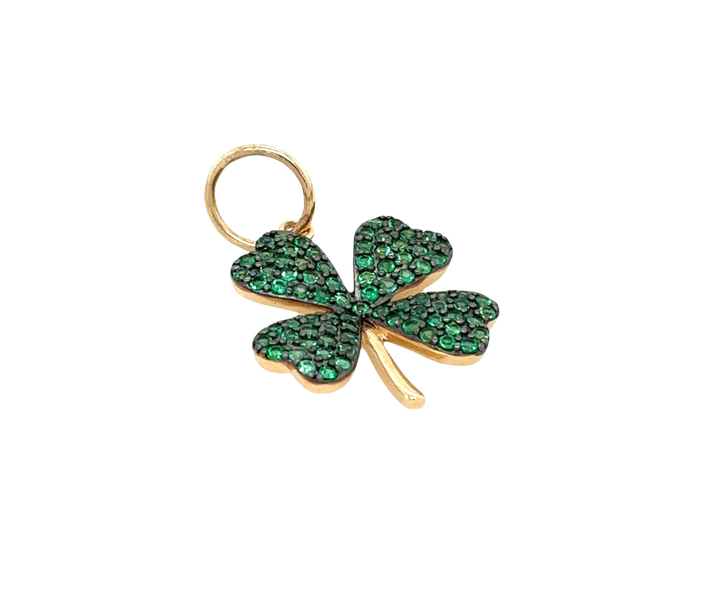 Emerald Four-Leaf Clover Pendant– 14K Yellow Gold