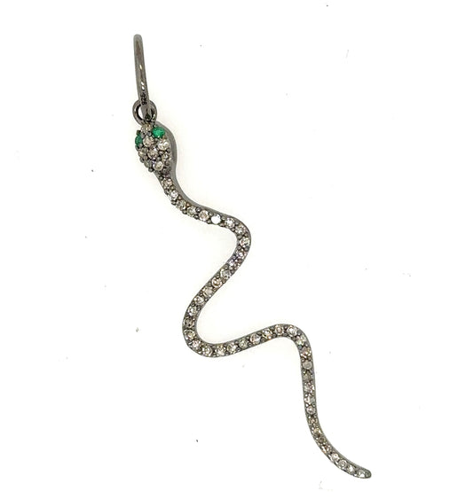 Sterling Silver Diamond Snake Pendant