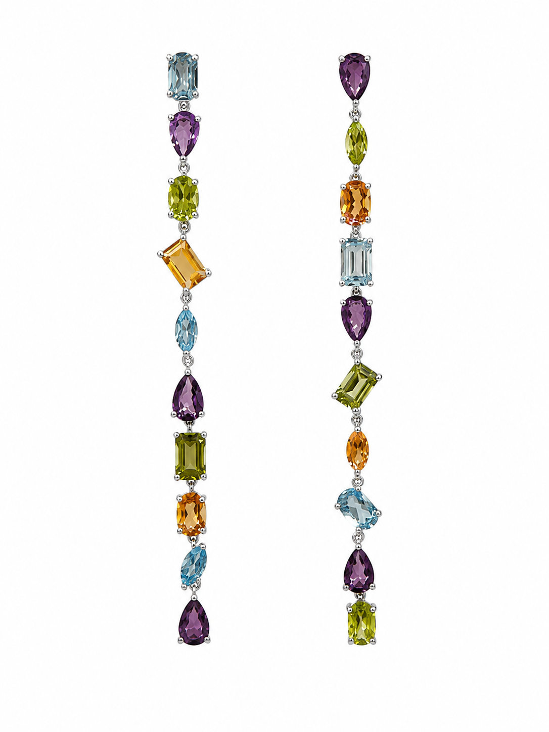 14k Confetti Gemstone Drop Earrings