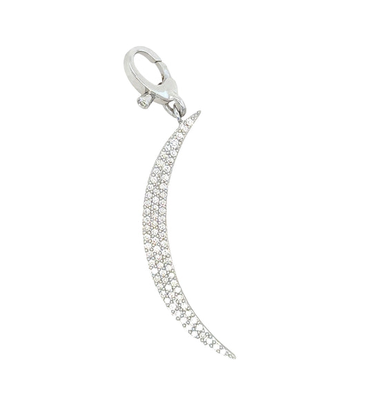 Diamond Crescent Moon Pendant – 14k White Gold