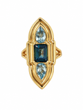 14K London Blue & Sky Blue Topaz Statement Ring