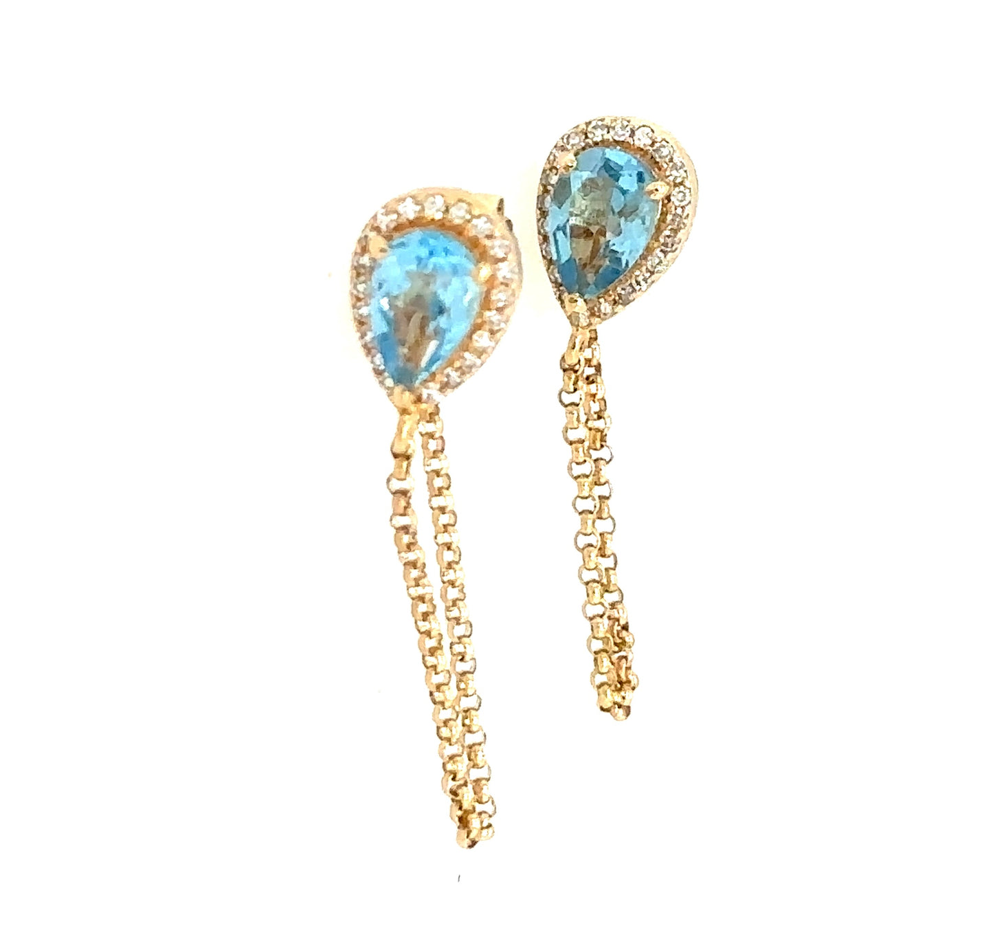 Pear Blue Topaz & Diamond Earrings