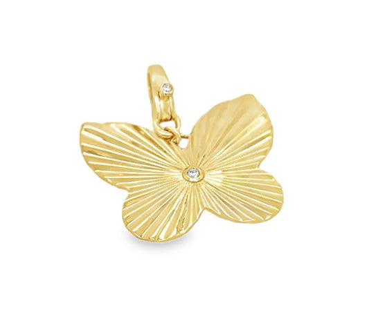 Fluted Butterfly Diamond Enhancer Pendant