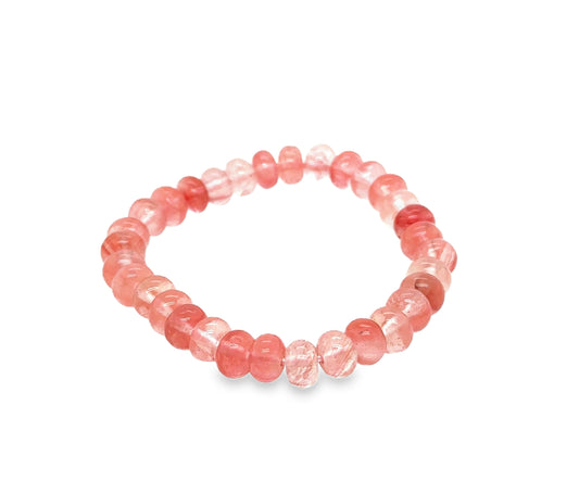 Breast Cancer Awareness Cherry Quartz Beaded Stretch Bracelet