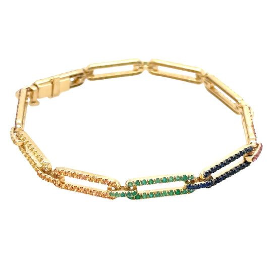 Multi Sapphire Link Bracelet