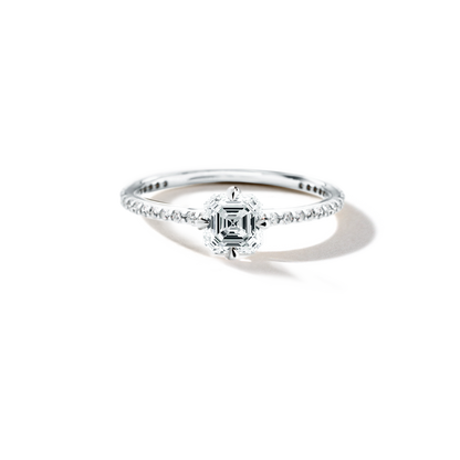 JBJ Solitaire Diamond Pave Engagement Ring