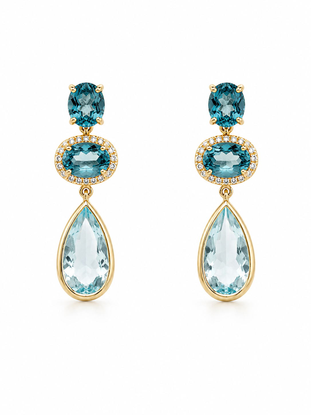 Ocean Mist Aquamarine & Diamond Earrings